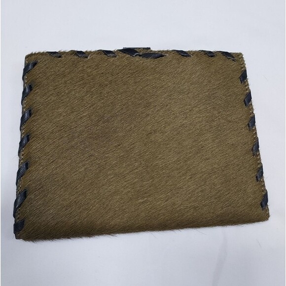 Harold Powell Olive Calf Hair and Leather Passport Holder - Picture 3 of 7